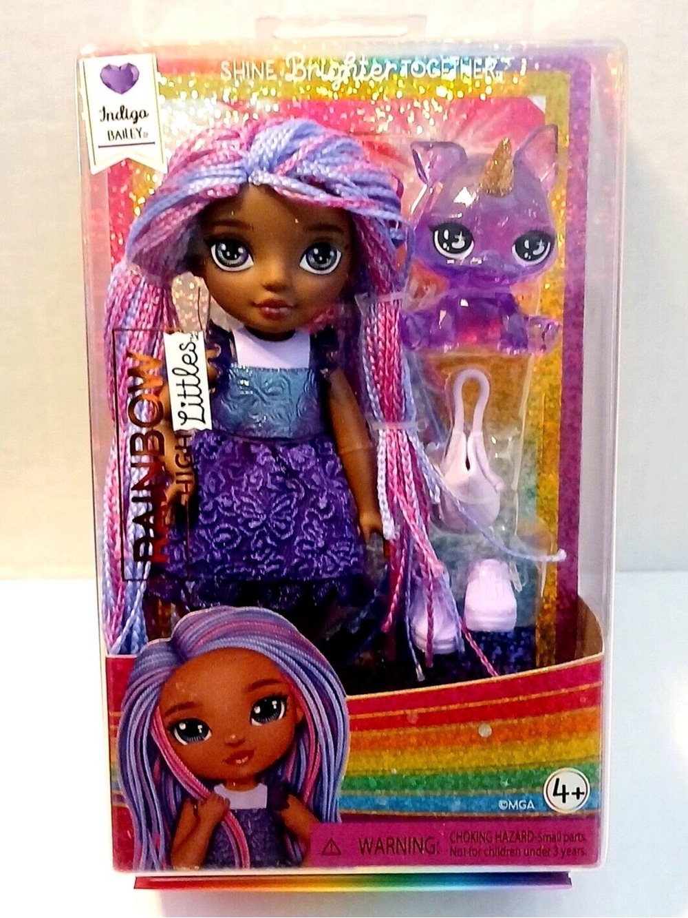 Rainbow Indigo Bailey Purple Doll with Pink & Blue Hair